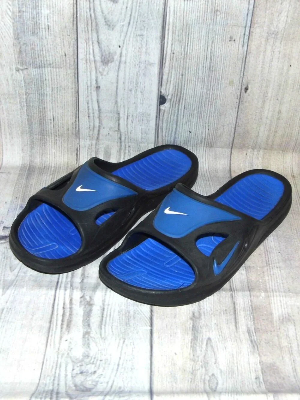 NIKE Y2K First String Black/Blue Slide Sandals Mens Size 11